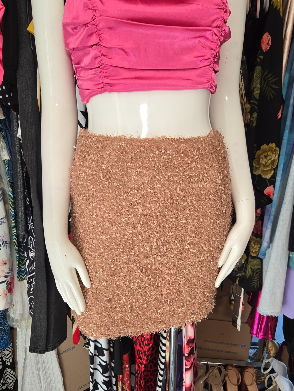 Soieblu Peach Textured Mini Skirt